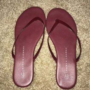 LC maroon flip flops